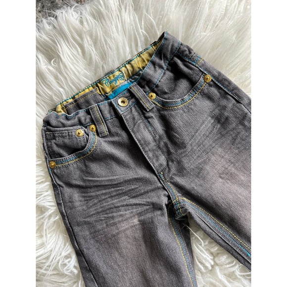 Coogi kids Denim Straight Leg Jeans Embroidered Pockets‎ Dark Wash Black SZ 5 - Picture 3 of 12